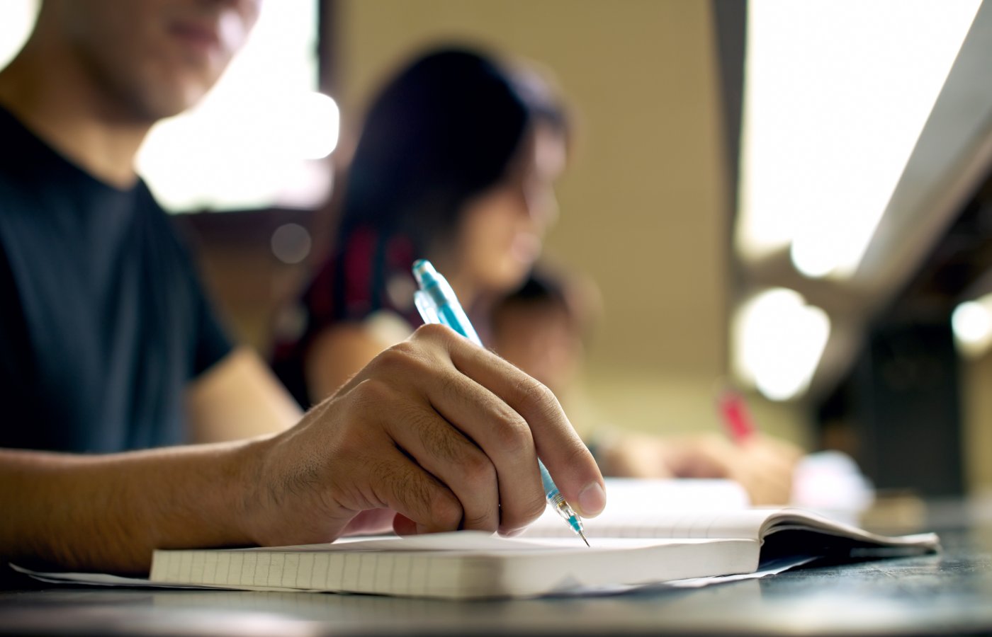 Law student holding pencil