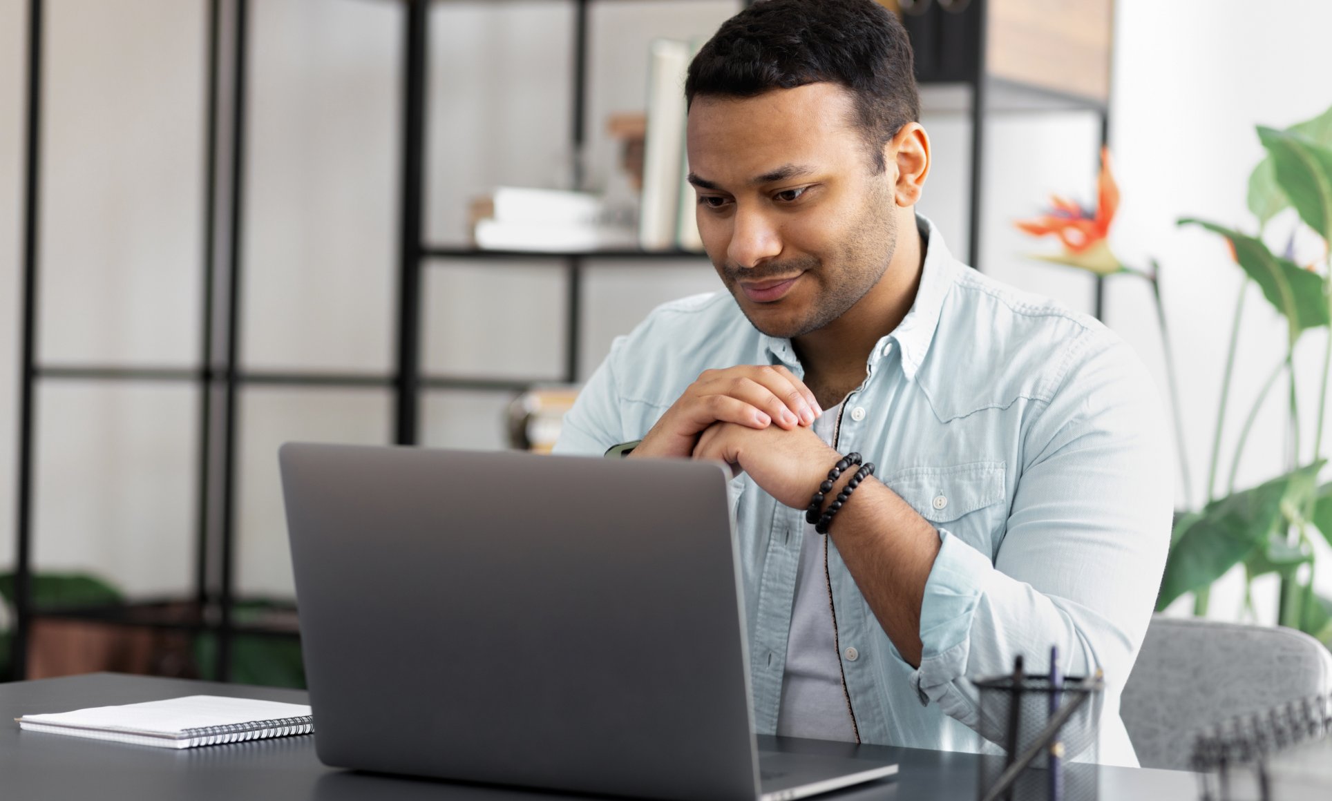 Man looking at laptop